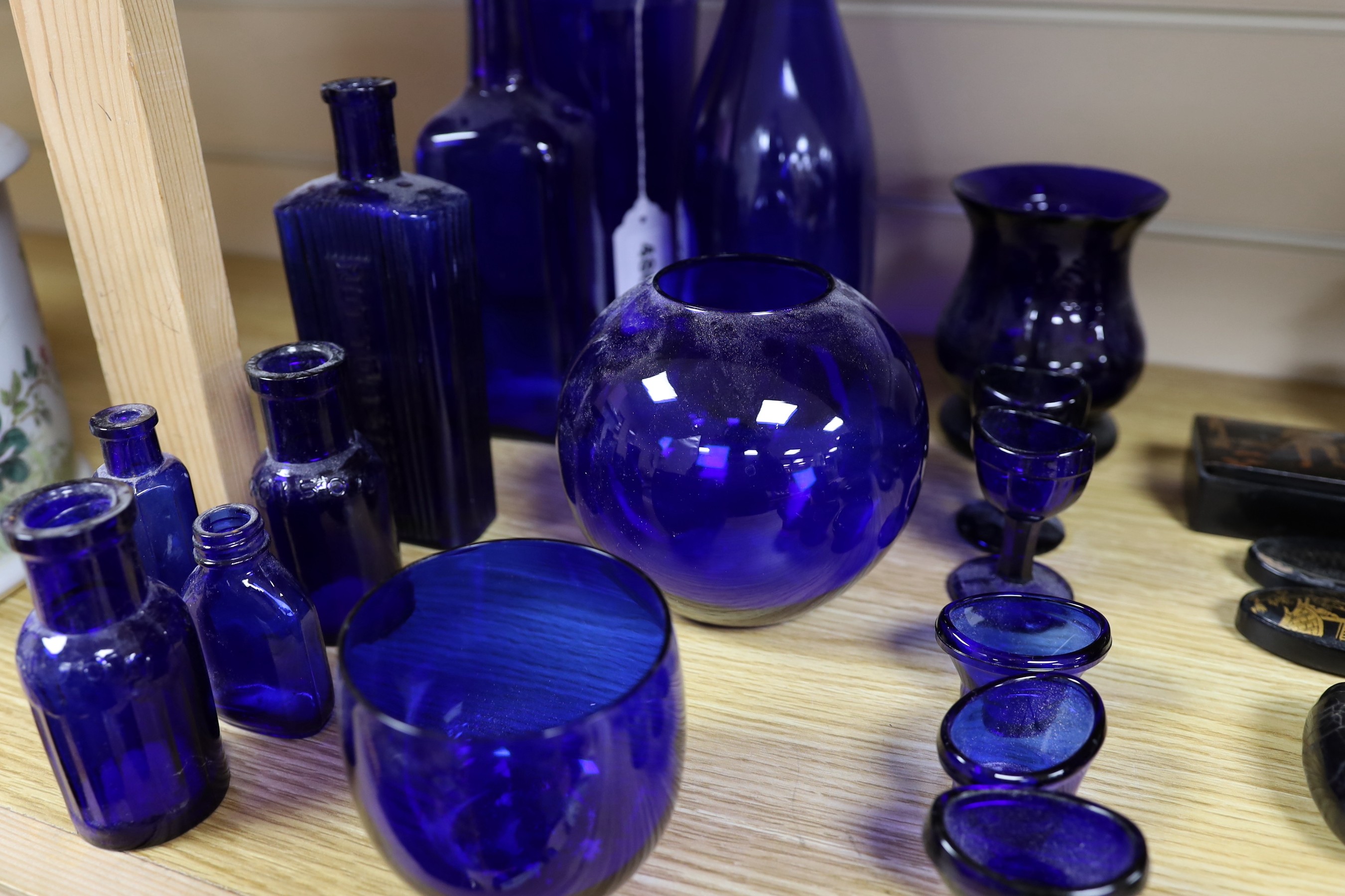 A mixed collection of Bristol blue glass etc.